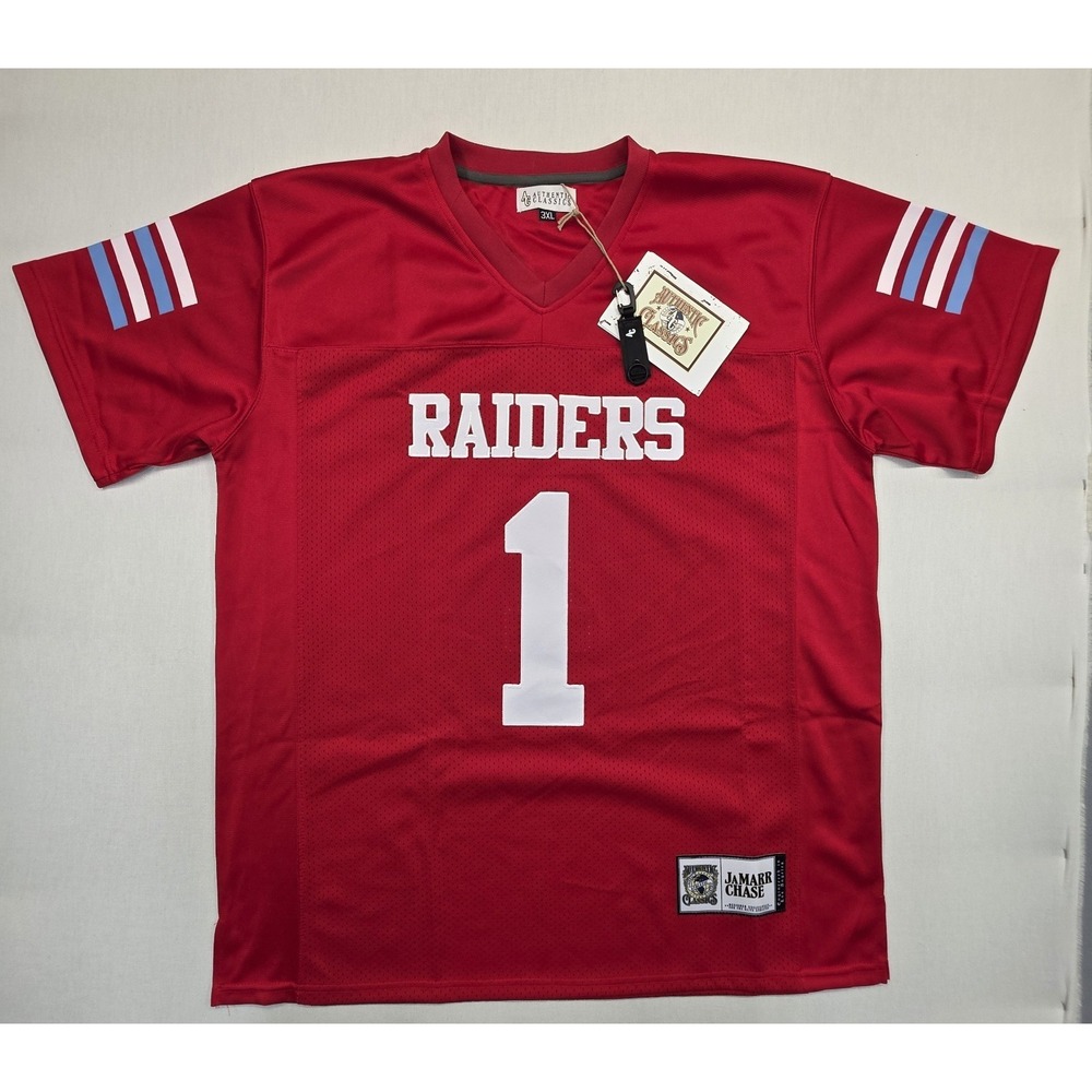 Headgear Classics Ja'Marr Chase Raiders HS Football Jersey Red White #1 3XL NWT - Picture 3 of 16